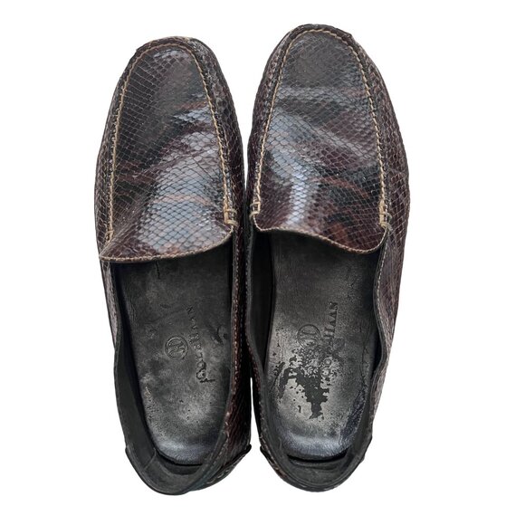 Vintage Snakeskin Embossed Leather Loafer Shoes For Men By Cole Haan Size 10 - Picture 1 of 10